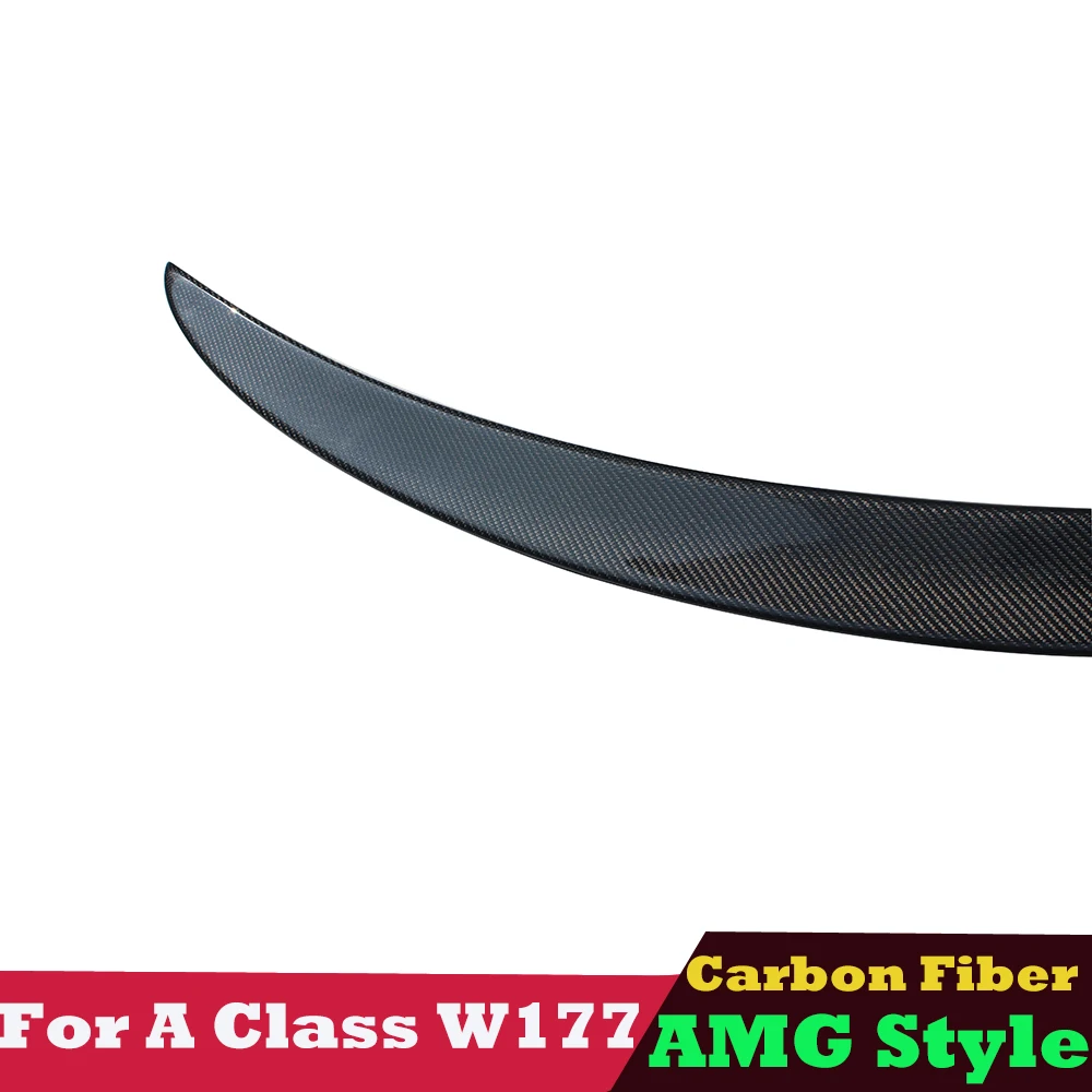 AMG Style Genuine Carbon Fiber Rear Boot Trunk Wings Spoiler Ducktail for Mercedes A Class W177 V177 4 Door Sedan 2018-2022