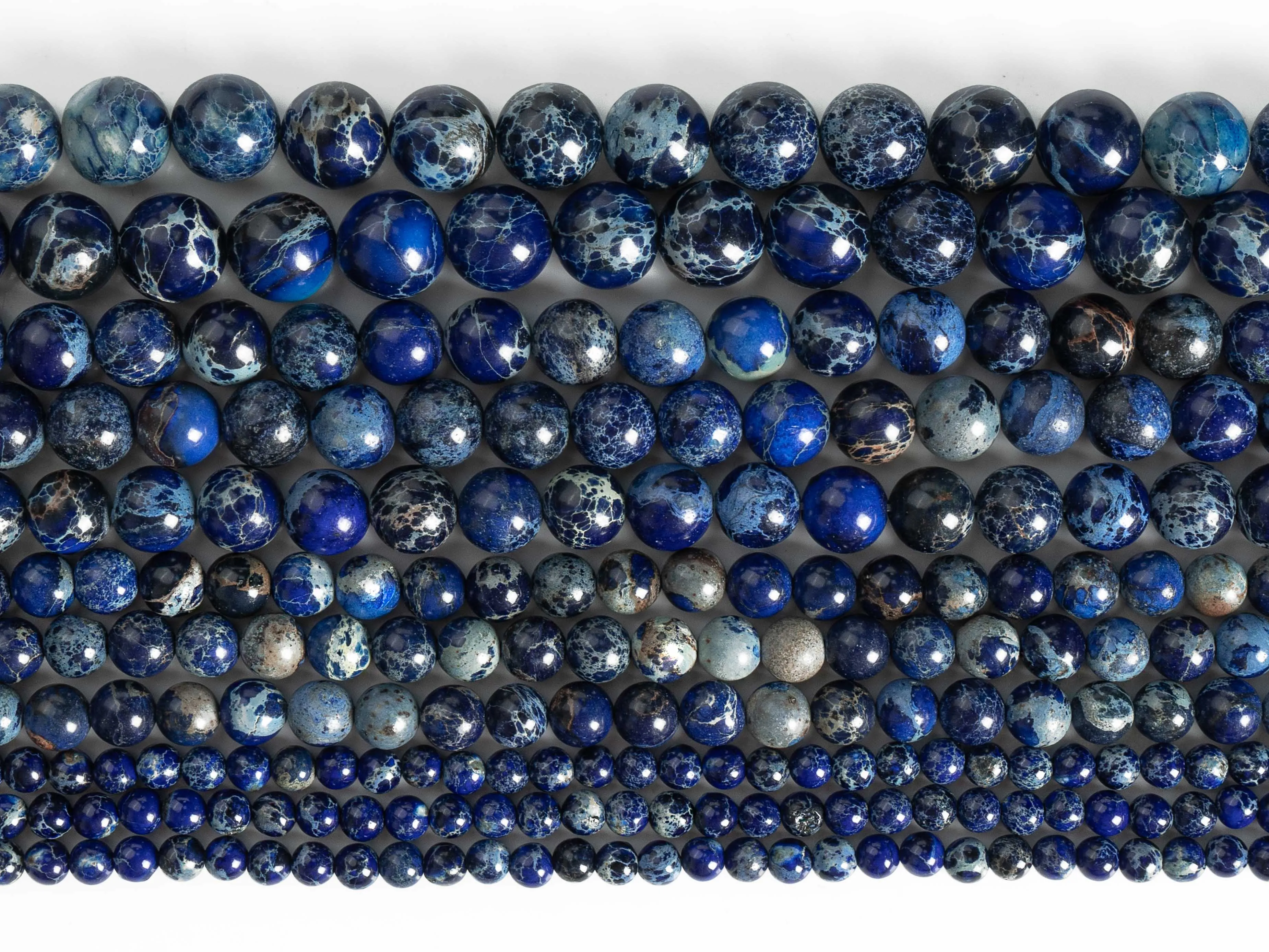 Natural stone Stormy Ocean Blue Sea Sediment Imperial Jasper Grade AAA Loose Beads Round Size Options 4~12mm for Jewelry Making