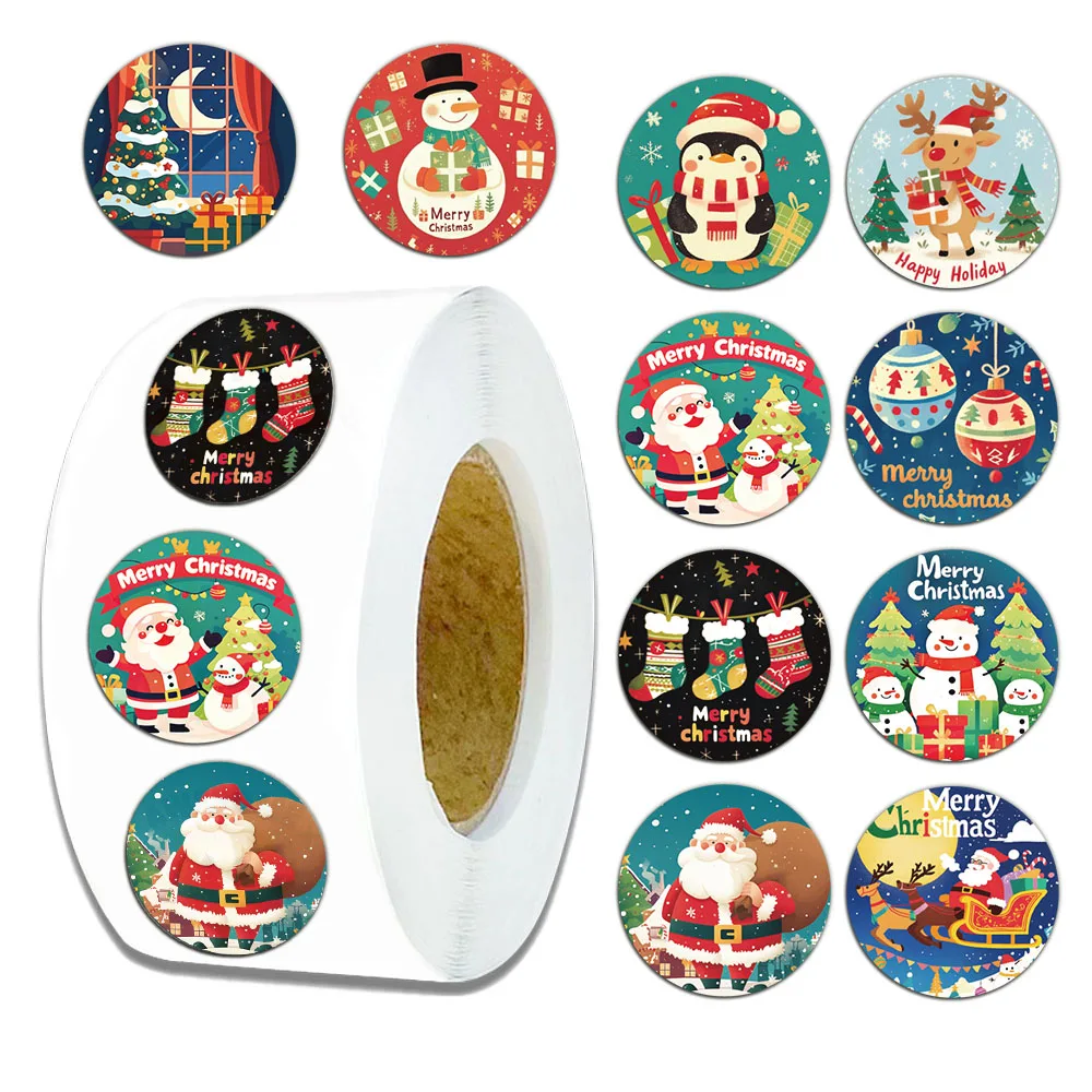 500PCS Cartoon Creative Christmas Gift Stickers Sealing Stickers Merry Christmas Adhesive Labels