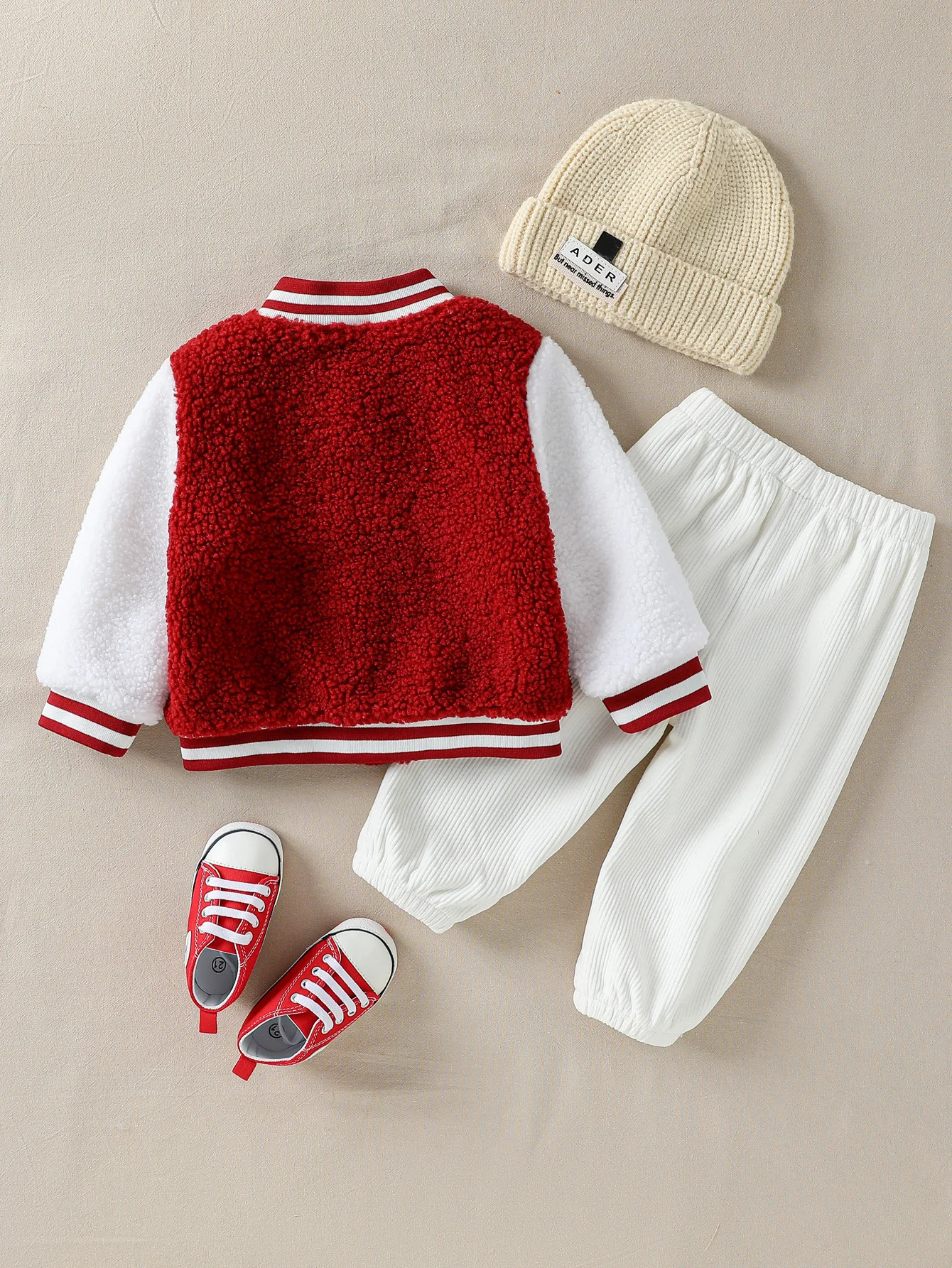 Boys Baseball Outfit 2Pcs, Letter Print Varsity Jacket + Long‑Sleeve Top Kids Casual Clothes Set