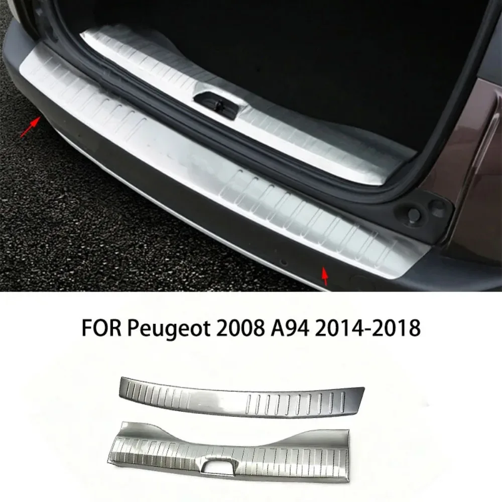 

Car Accessories For Peugeot 2008 A94 2014-2018 Chrome Trunk Outside Inside Bumper Protector Cover Sill Guard Trim