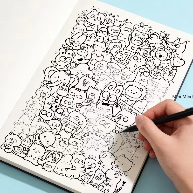 A sketchbook for copying and coloring with random patterns that are not repetitive.