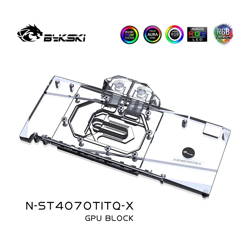 Bykski N-ST4070TITQ-X GPU Blok Gebruik voor ZOTAC RTX4070TI TQ 255mm PCB Lengte Versie Videokaart Waterkoeling/Volledige Cover/Radiator
