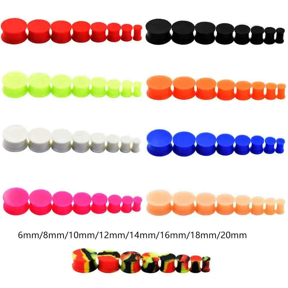1 Pair Soft Silicone Solid Luminous Double Flared Ear Flesh Tunnel Plugs Gauges Expander 2G-13/16