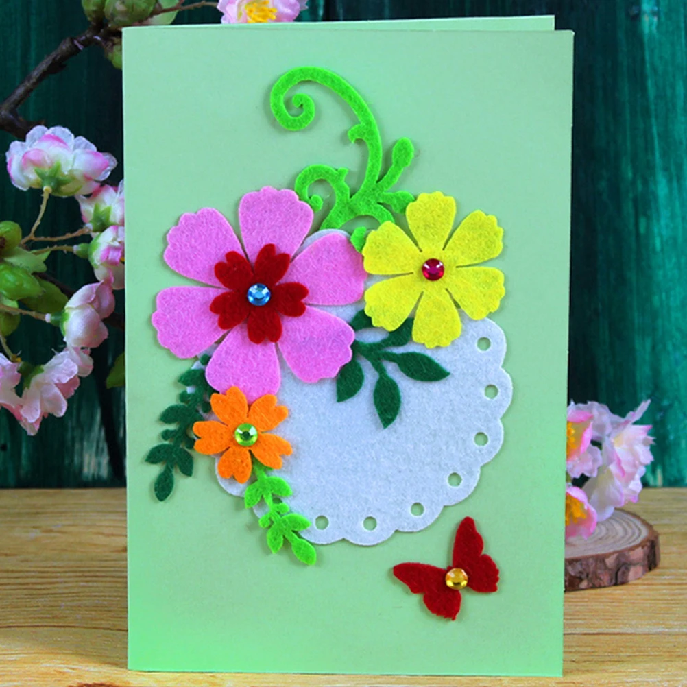 

6pcs Card Kid Handmade Cards Material Materials Non-woven Fabric Craft Kit Greeting Cards Making Kids Projects Use