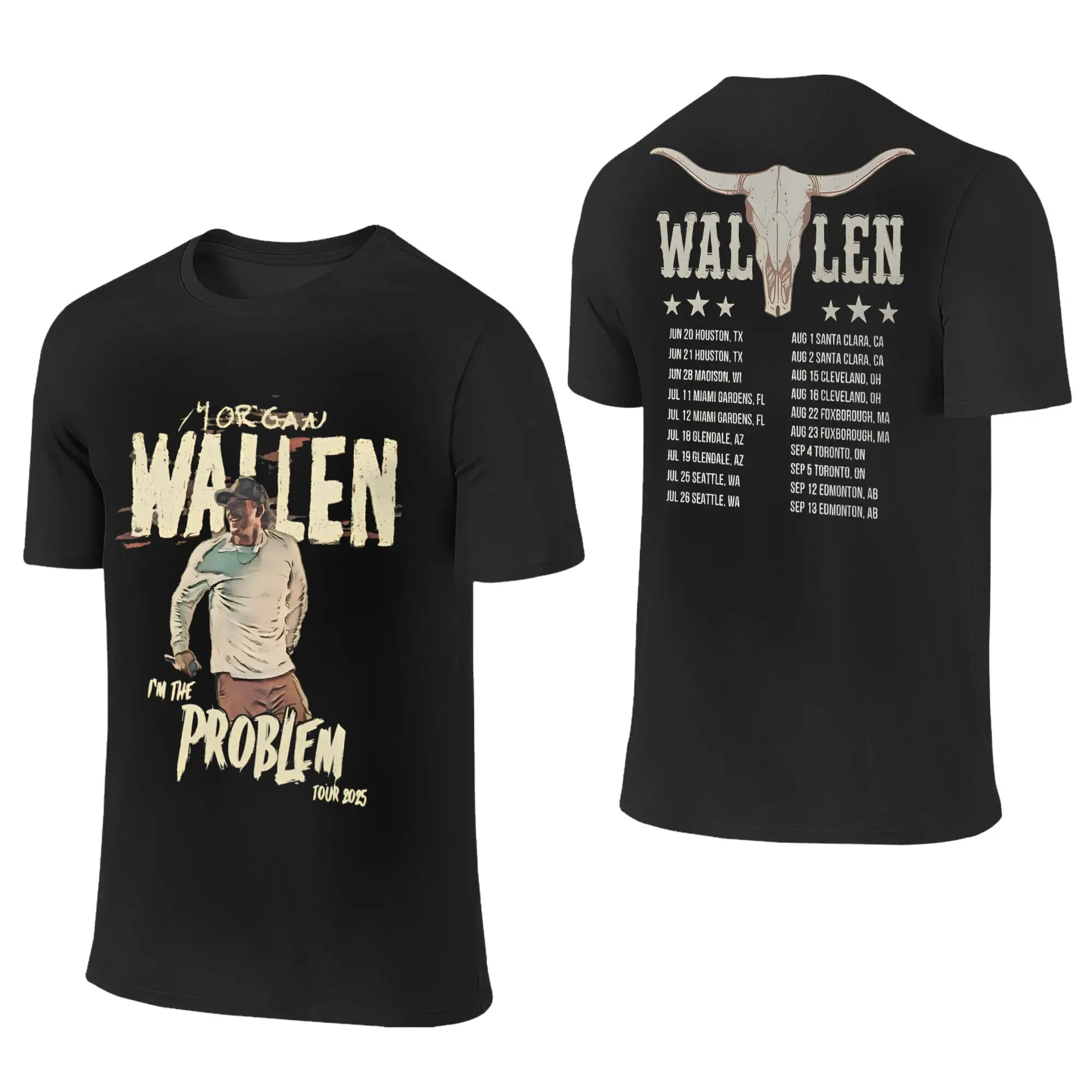 Men Women T-Shirt Morgan Wallen Country Music 2025 Unique Cotton Tee If I'm The Problem T Shirt Crew Neck Tops 2-sided Gift Idea