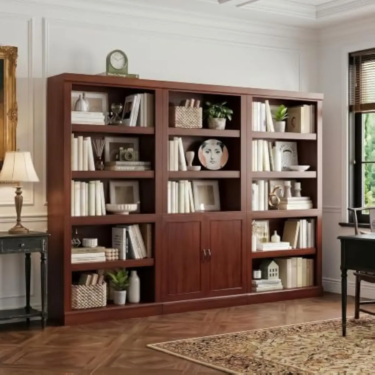 71 inch industrial-style freestanding bookcase set with 15 laminated adjustable shelves, heavy-duty engineered wood construction