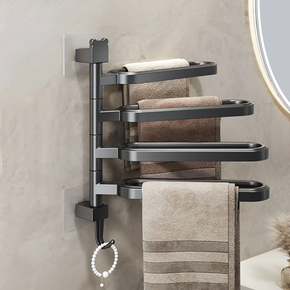 

Plastic Rotatable Towel Rack Punch Free 180° Rotation Swivel Towel Holder Wall Mounted Lightweight Towel Hanger Kitchen