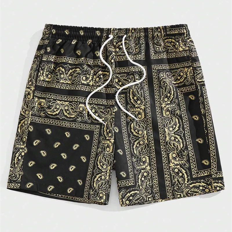 Pantaloncini da spiaggia classici con motivo Perris per uomo Pantaloncini da surf con coulisse con stampa retrò Vacanza al mare Moda casual Costume da bagno Hawaii