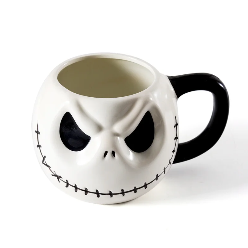 600ML Personalized Custom Creative Modeling Mug Halloween Skull Cup with Handle, Lidless Ceramic Cup, Funny Water Cup Mocha Cup
