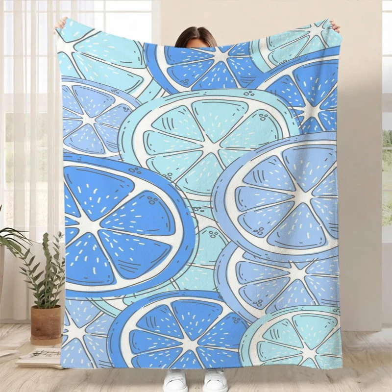 Purple Lemon Slice Fresh Fruit Fleece Blanket For Vibrant Bedroom Decor Lightweight Plush Throw Blanket Gift