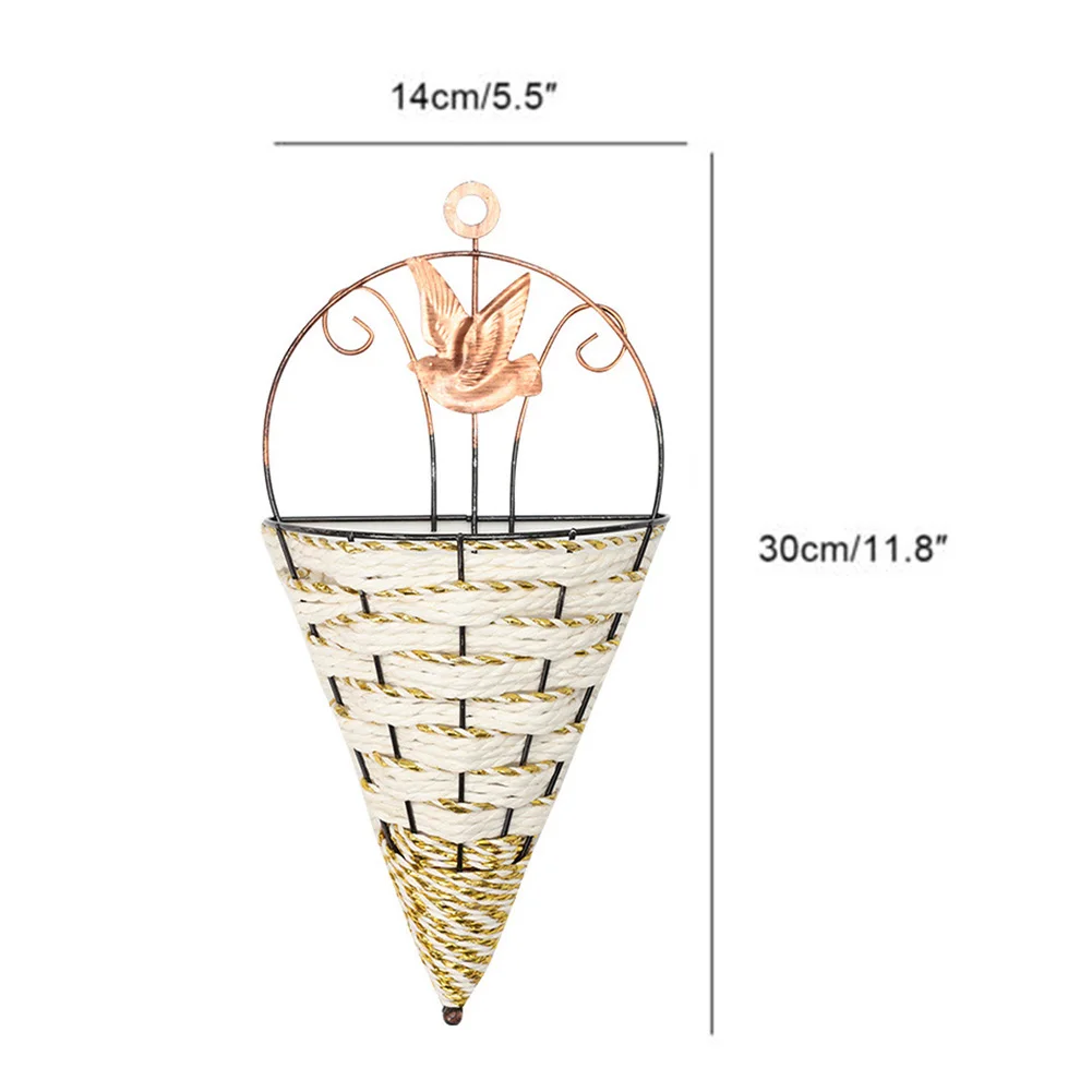 Hanging Wall Basket for Small Plants - Rattan Decorative Holder for Garden Bedroom Corridor and Apartment Walls