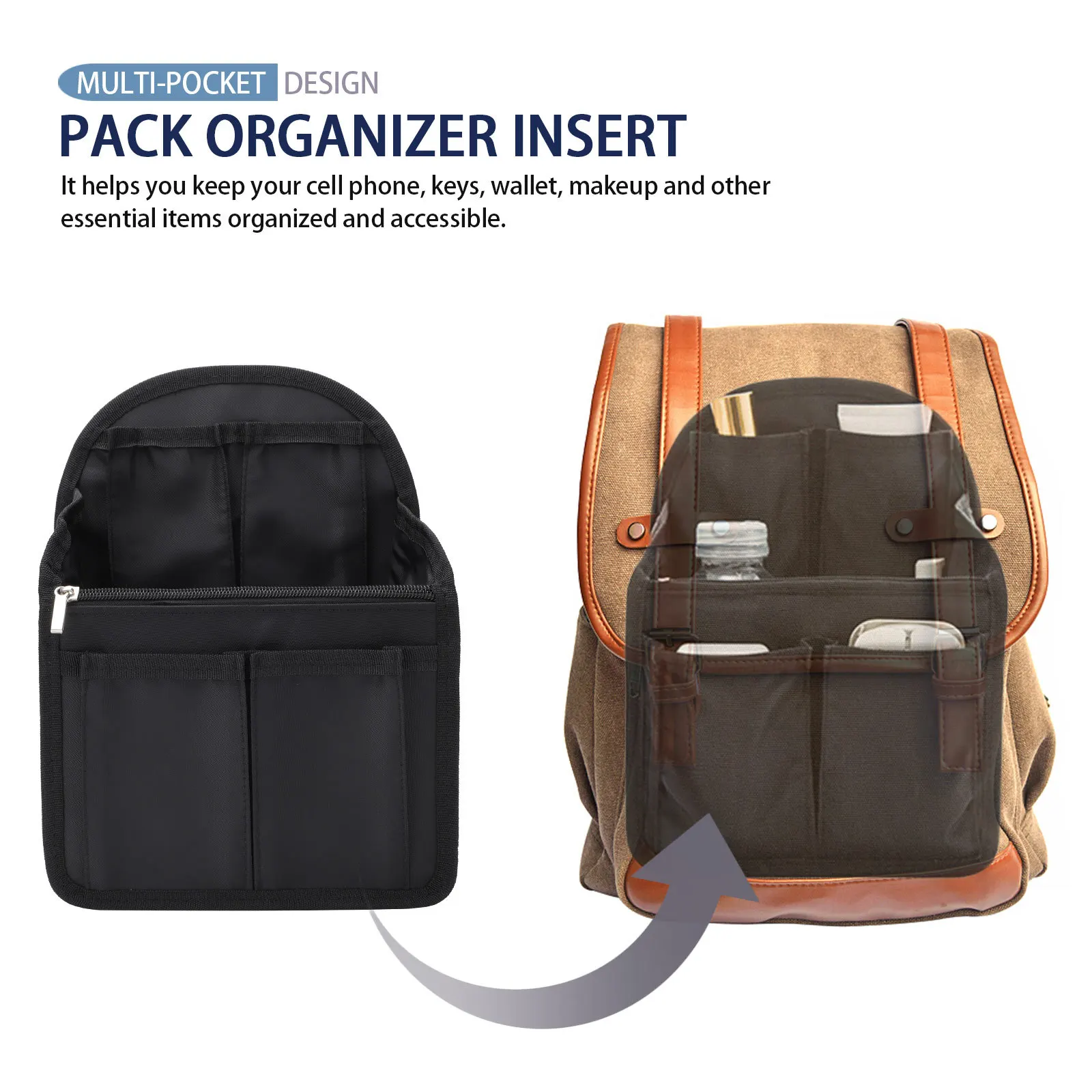 

Multi-Pocket Foldable Storage Bag Nylon Lightweight Durable Organizer For Travel Portable Large Capacity Hand Bag Black Storage