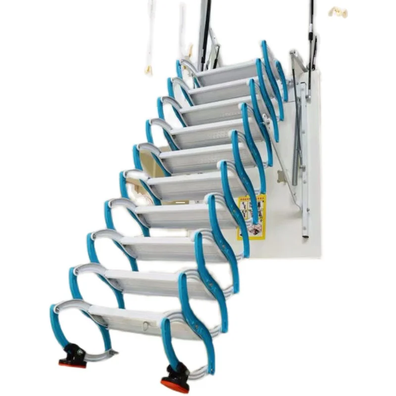 Telescopic staircase attic carbon steel ladder folding ladder household thickening folding