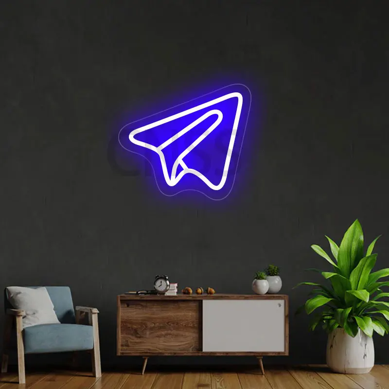 Paper Airplane Neon Sign  Custom LED Lights Wall Art Room Decor Game for Birthday Gift USB Powered Night Light Personalized