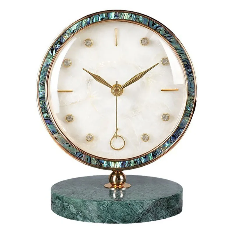 European Style Table Clocks Creative Desktop Clocks Wall Home Decor Living Room Study Retro Marble Watch Desktop Ornament Gift