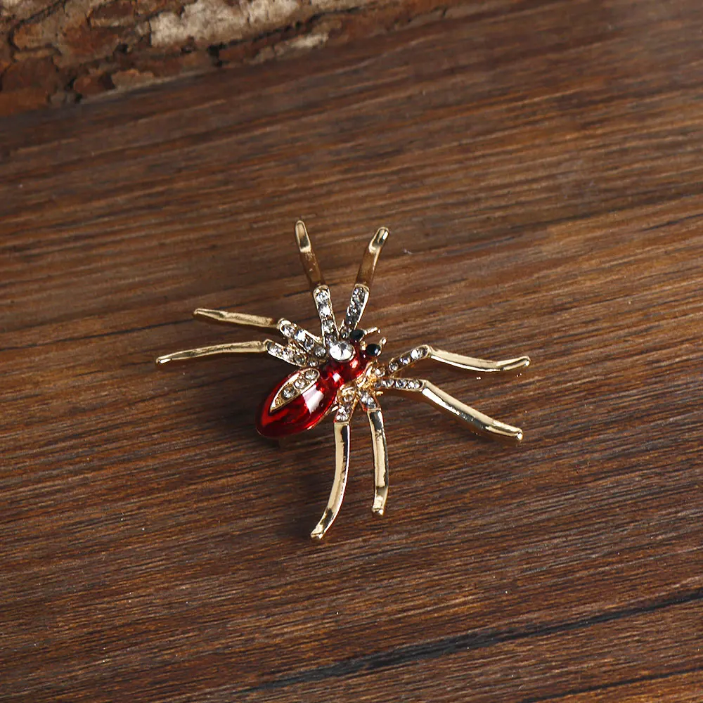 Cute Rhinestone Inlaid Broche, Spider Badge Shape, Esmalte Pins, Halloween Party Gift, Acessórios, Presente