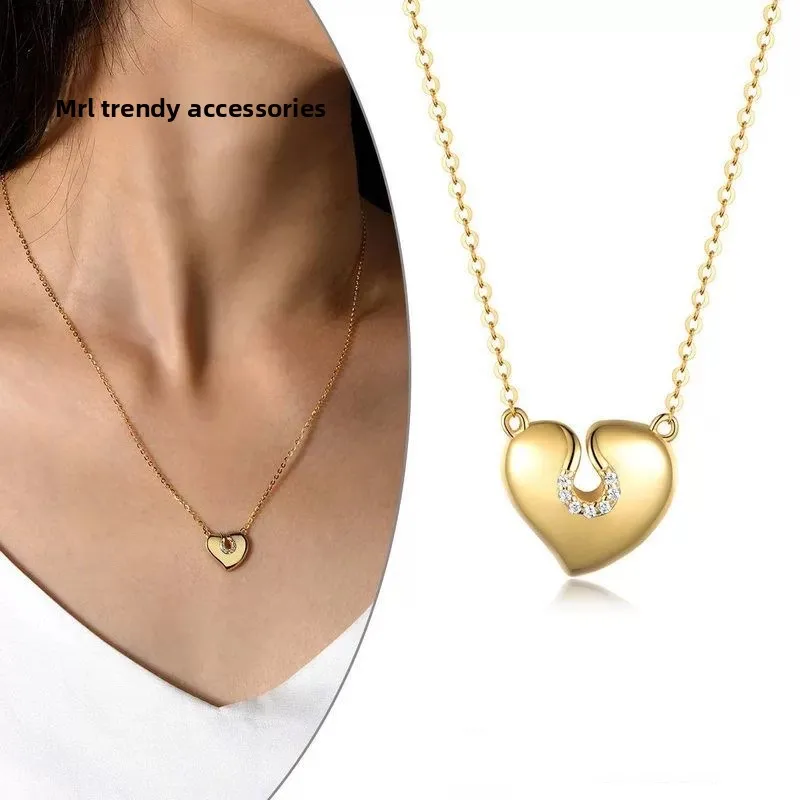 

Модное серебряное ожерелье S925 в форме сердца с подвеской из муассанита, цепочка на ключицу, женские модные украшения, новинка S, модель 2025