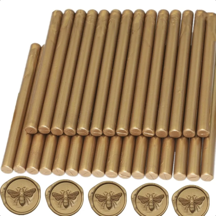 

Wax Seal Sticks Antique Gold 30pcs Glue Gun Wax Sealing Sticks for Wax Seal Stamp Mini Wax Seal Gun Sticks Suit for 0.28'' Glue