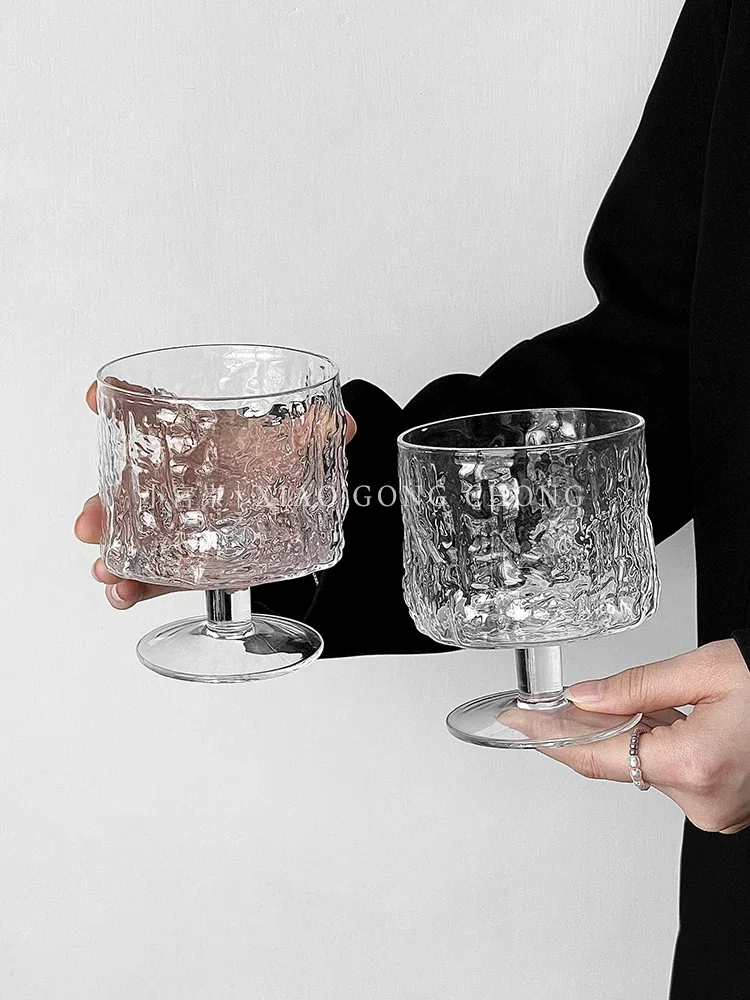 Design: Bark pattern goblet, ins, household glasses, coffee cups, juice cups, sparkling water cups, drink cups