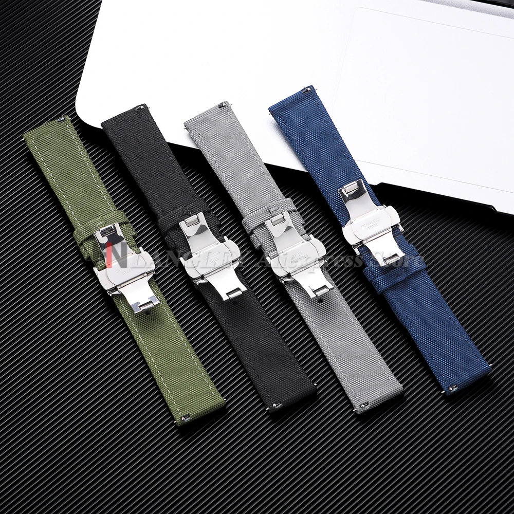 Быстросъемный ремешок для часов из парусной ткани 20 мм 22 мм для Huawei Watch GT5/GT4 46 мм, двусторонняя нейлоновая пряжка-бабочка, удобный браслет