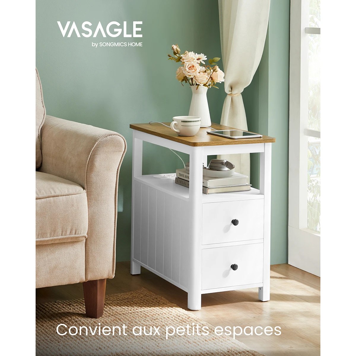 جدول منضدة مزدوج الاستخدام بتصميم عصري من VASAGLE – تجربة عملية مع جدول منضدة بمساحة تخزين ذكية