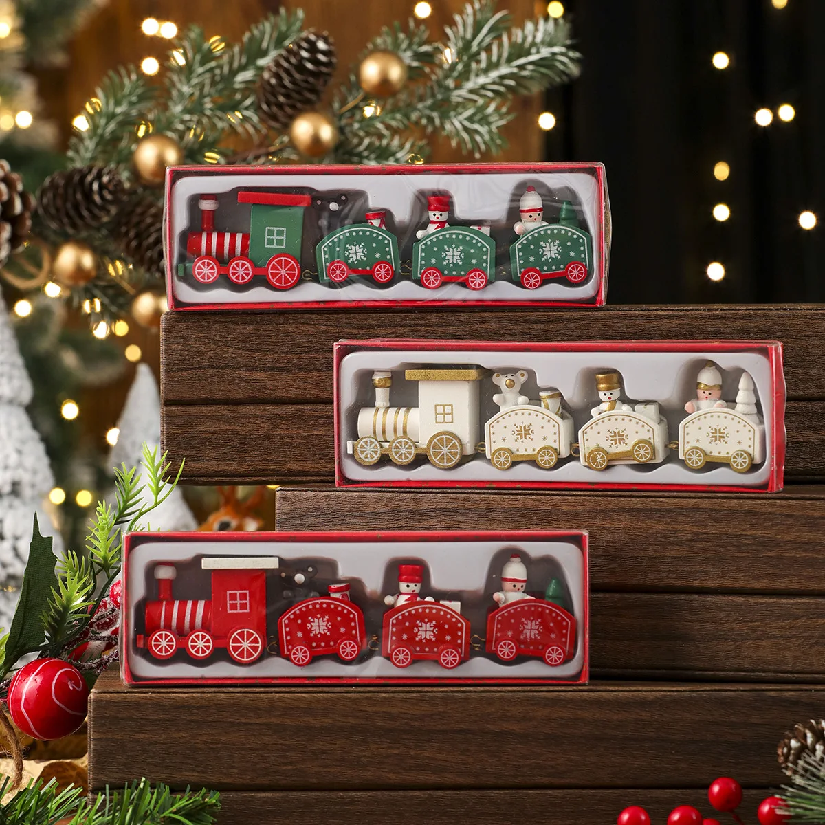 Wooden Christmas Small Train Xmas Ornaments Merry Christmas Decor for Home Happy New Year 2025 Creative Kids Naviidad Gifts Gift