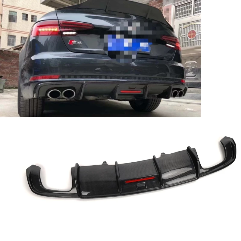 

Real Carbon fiber Car Bumpers Front Lip Rear Bumper Diffuser With LED Light For Audi A4 S4 B9 Sports 2017- 2019 A4 Diffuser