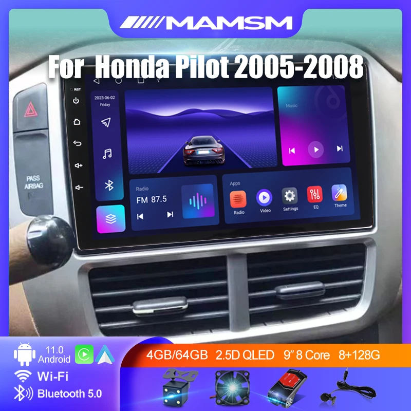 

MAMSM Android 12 Car Radio For Honda Pilot 2005 2006 2007 2008 Multimedia Player 2 Din Carplay Auto Stereo 4G GPS DVD Head Unit