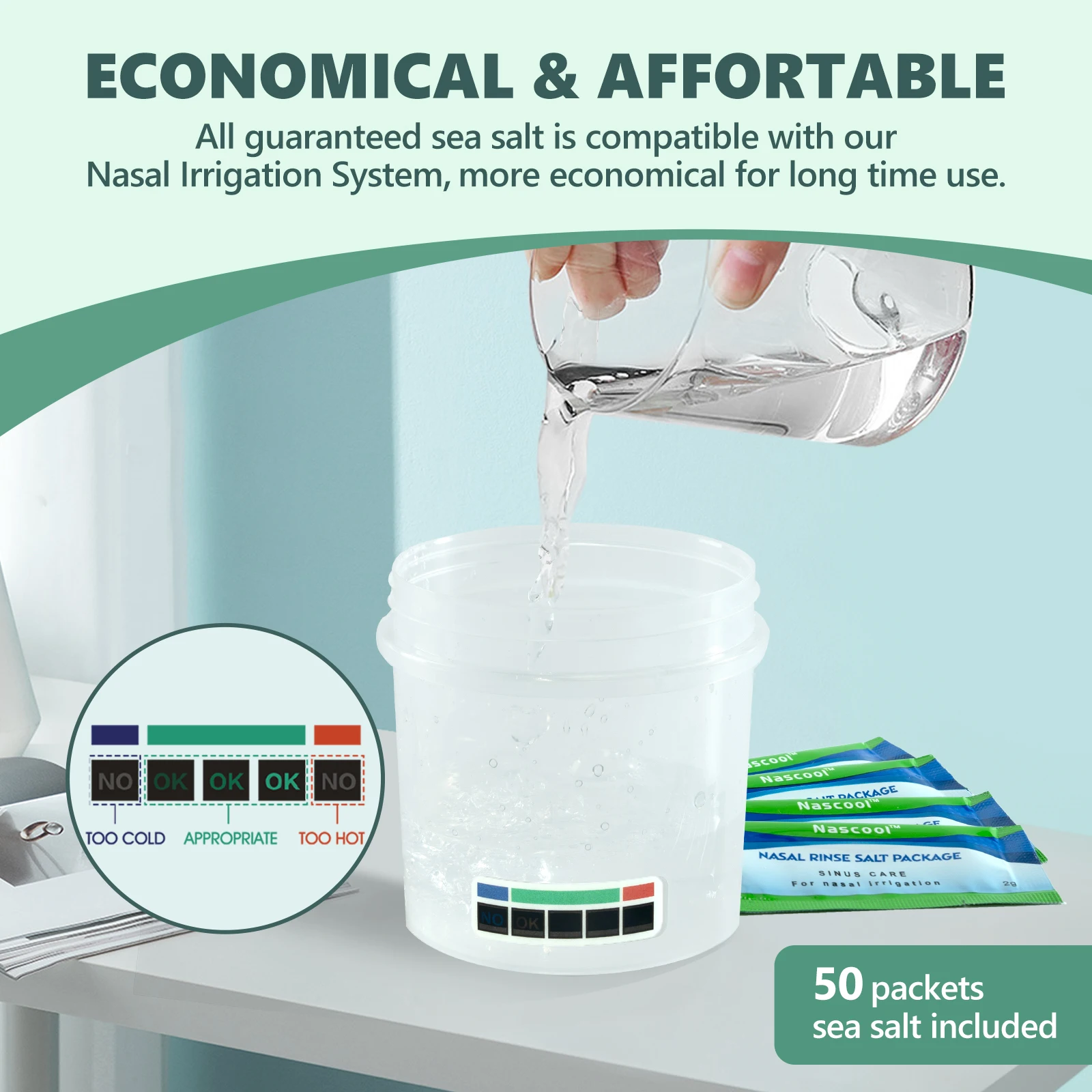 Nascool Electric Nasal Irrigation System with 50 SaltPods Suction Irrigator Nose Washer Sinus Rinse Device Cleaner Machine