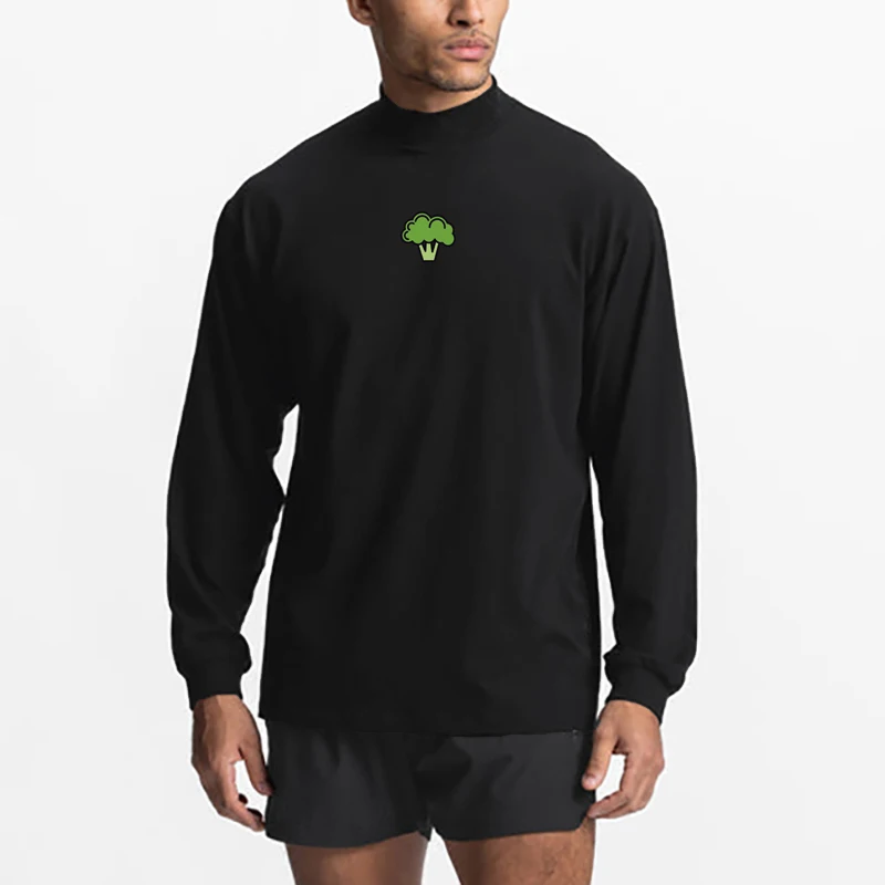 Mens Fashion Sporting Clothing Workout Fashion T Shirt Workout Cool Keep Fit Fitness High-neck Long Sleeve Tshirt