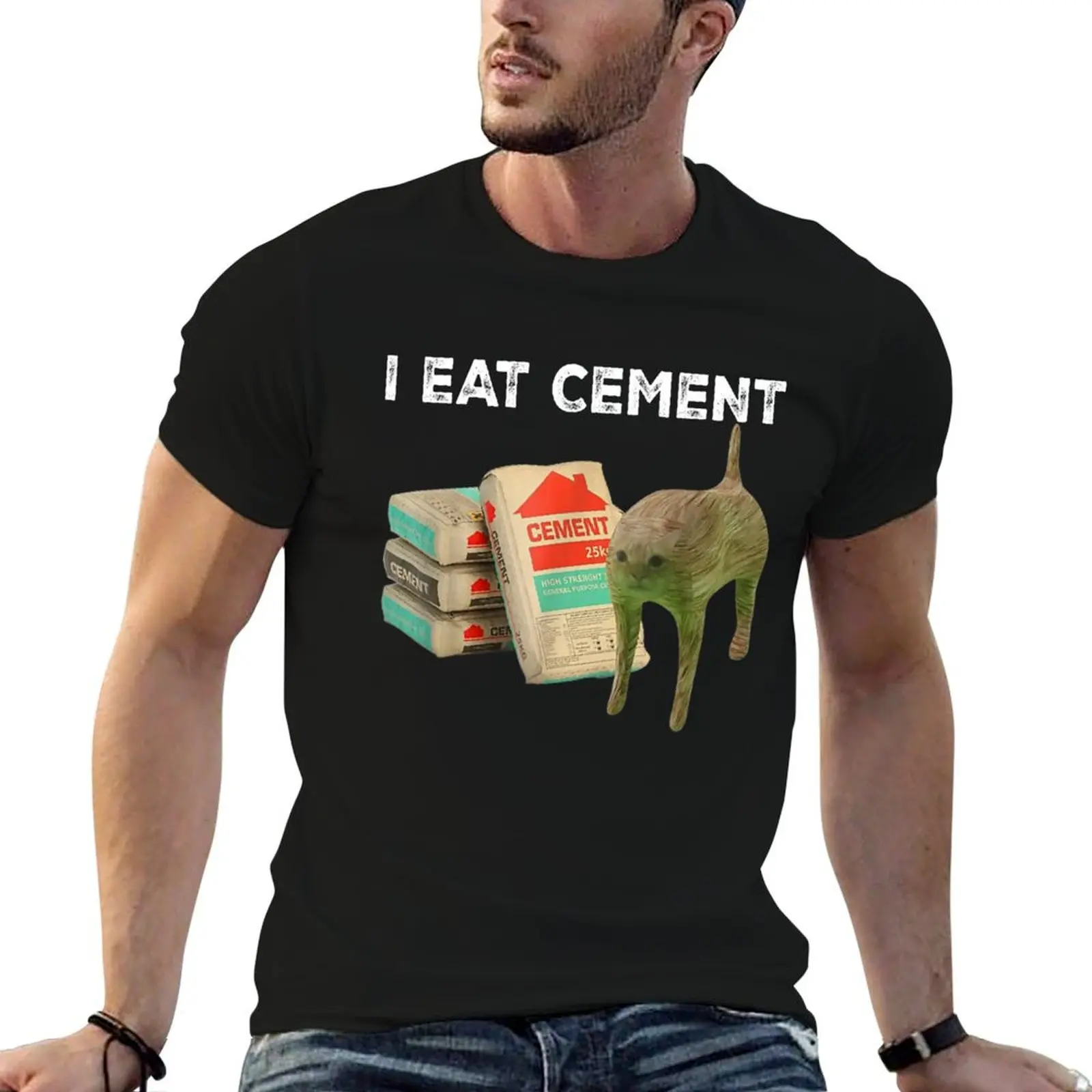 

I Eat Cement Cursed Cat - Oddly Specific Dank Meme T-Shirt customizeds sweat t shirt for men