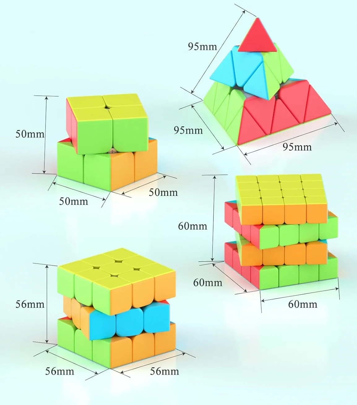 MeiLong Speed Cube Colour Set 2X2 3X3 4X4 Pyramid Speed Magic Cube Professional Magic Cube Puzzles Educational Toys For Children