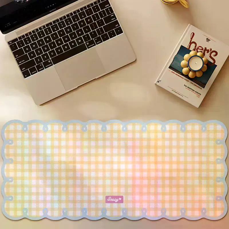Checkered Mouse Pad Large Pink Blue Stylish Mousepads For Girls Computer Pad Keyboard Mouse Pads Desktop Pad Desk Mat Decoration