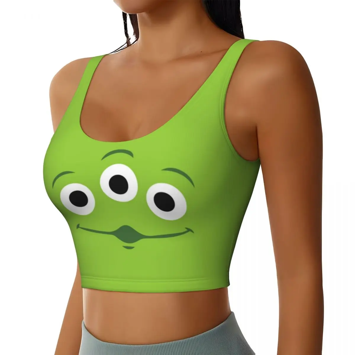 Custom Toy Story Aliens Cartoon Sports Bra women\'s High Impact Workout Yoga Crop Top