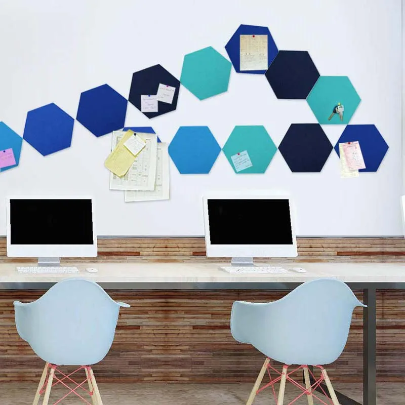 

MCGS-10 Pcs Felt Board Hexagonal Felt Wall Sticker Multifunction 3D Decorative Home Message Board Self-Adhesive Kids Room Basebo