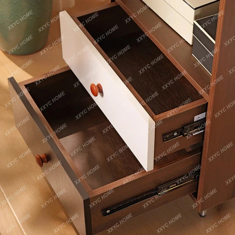 خزانة جانبية لتناول الطعام على طراز العصور الوسطى، خزانة تخزين متعددة الوظائف من الخشب الصلب #2