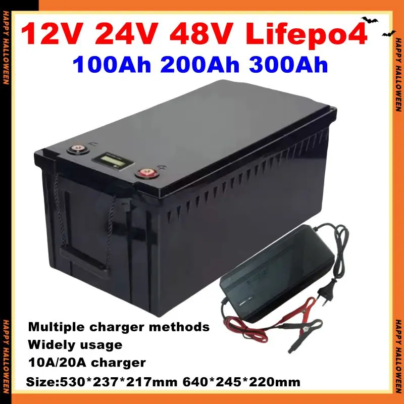 LiFePo4 Battery 12V 24V 48V Sizes 100Ah 200Ah 280Ah 300Ah 400Ah for Solar Boat Inverter Golf Cart - Lithium Iron Phosphate