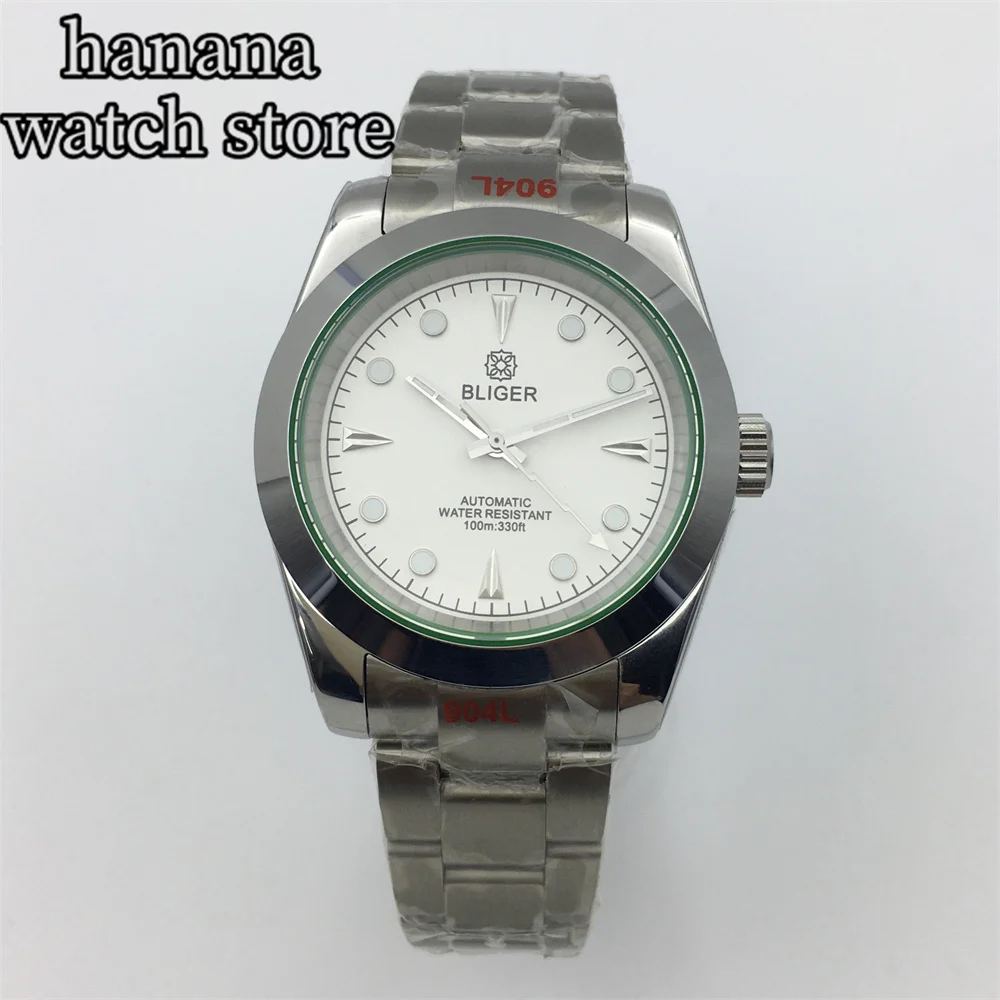 BLIGER 36mm/39mm MILGAUSS Automatic Watch For Men Polished Case Sapphire Glass Lighting Second Hand OF NH35A PT5000 Reloj Hombre