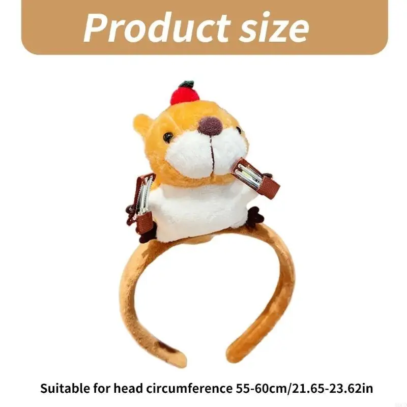 M6CD Performances Cartoon Squirrel Headbands Carnivals Party Plush Headpiece Movie Enthusiasts Cosplay Animes Tools