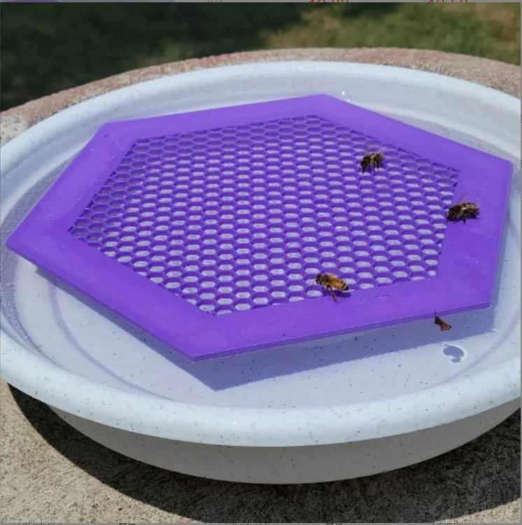 Anti-Drowning Floating Bee Island Waterer - Hexagonal Acrylic Drinking Tray with Luring Cups for Beekeeping