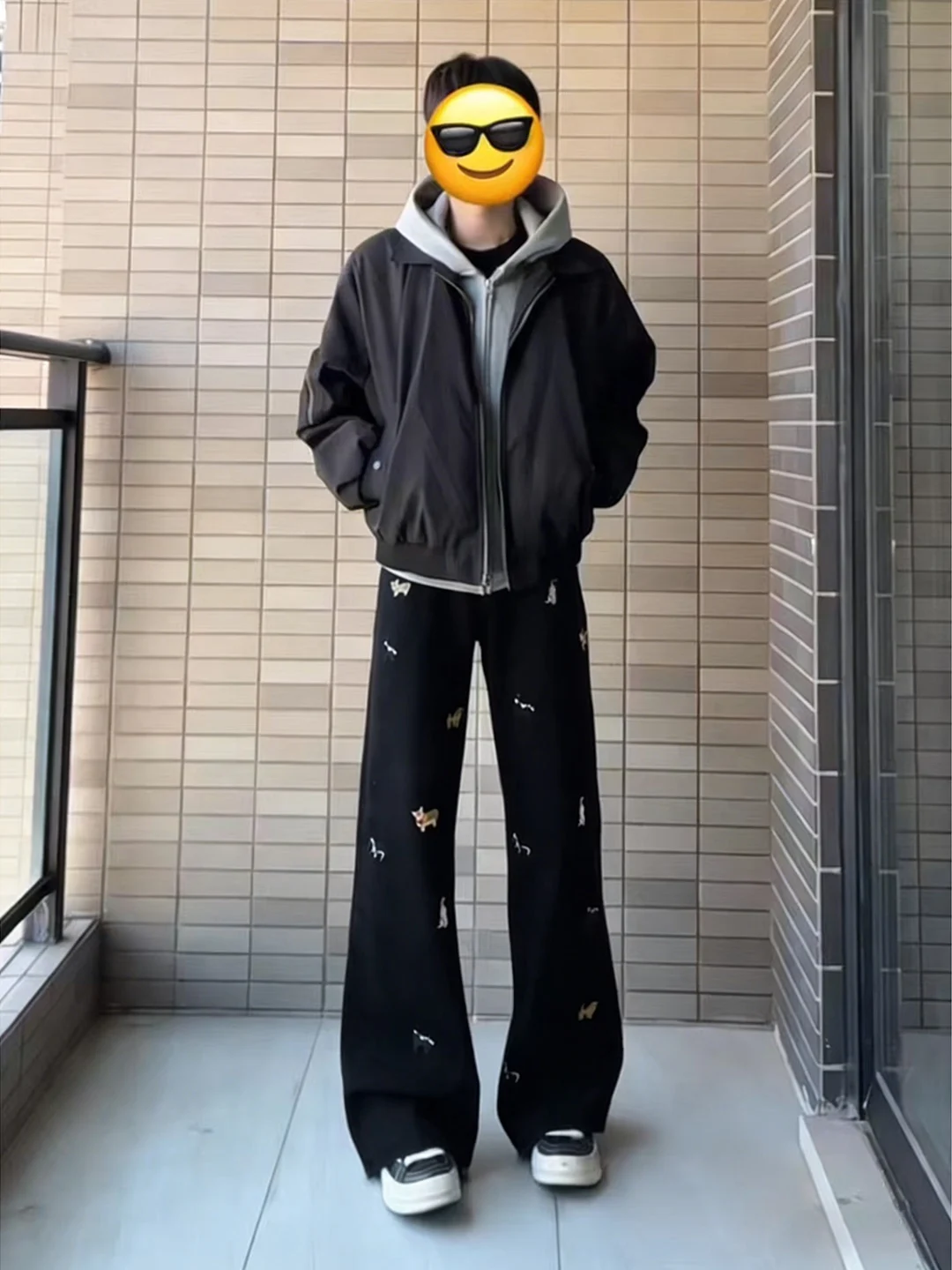 

Bla Dog Embroidery Flared Jeans Men's Sle Spring American Wa Long Pants Leg Lengthening Straight Leg Jeans