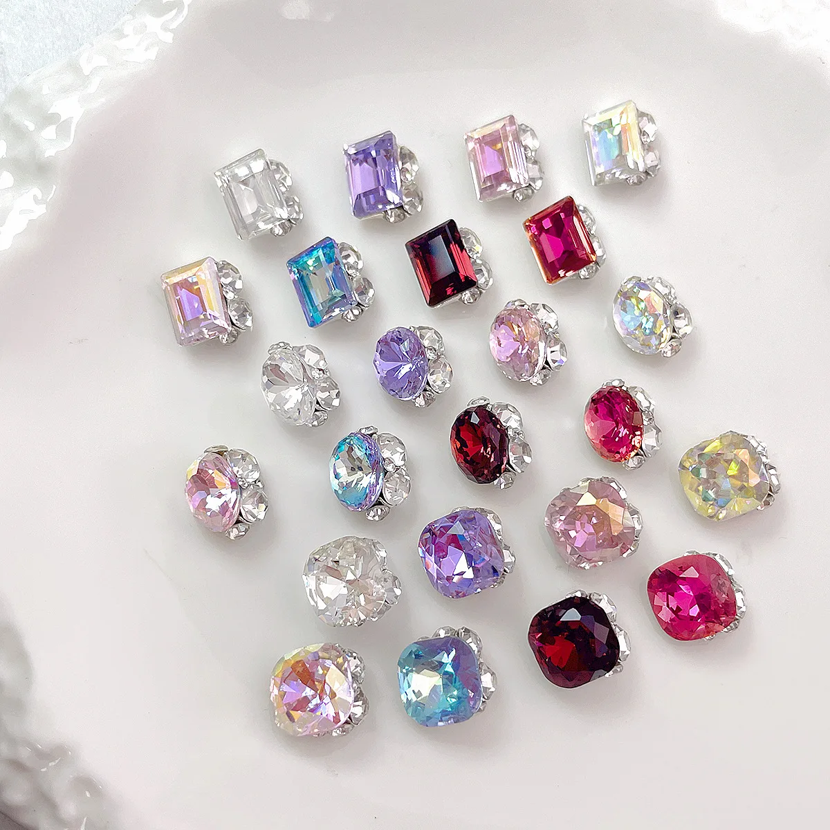 5PCS Super Sparkle K9 Crystal Stacked Diamond Alloy Nail Art Rhinestones Decor Multi-Shape Multi-Color Chic Manicure Charms