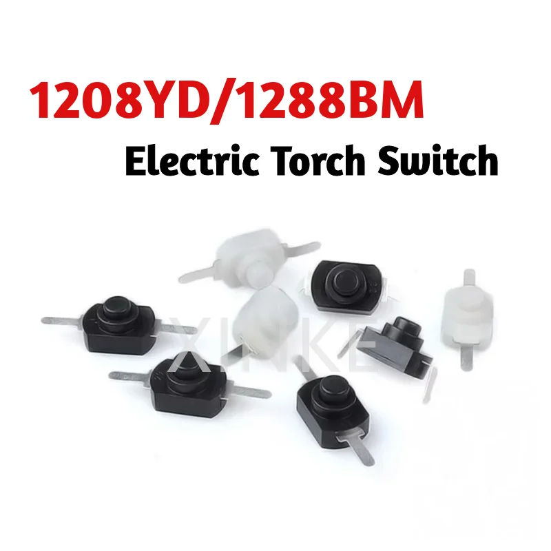 1 Pcs/Lot 1208YD 1288BM DC 30V 1A 12*8MM On Off Mini Push Button Switch for Electric Torch BLACK WHITE Self Locking