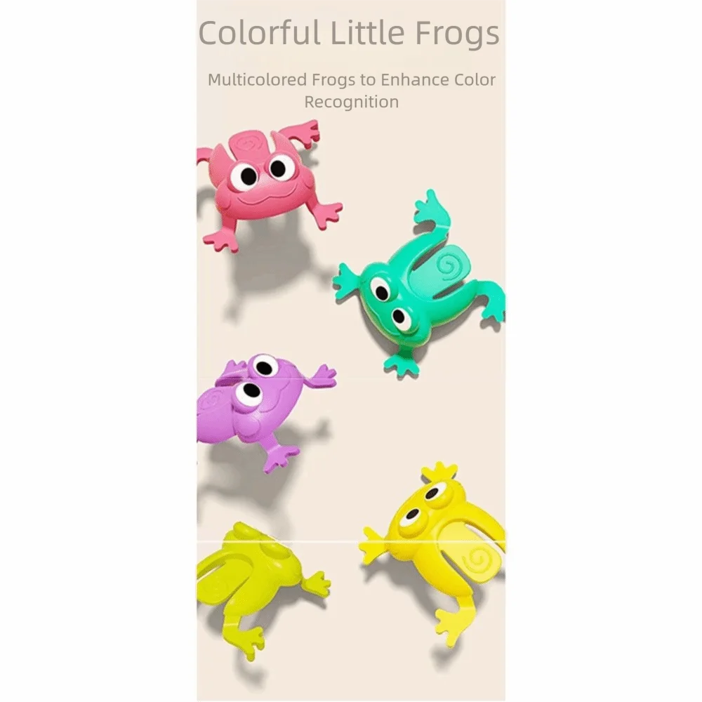 Assorted Colors Fun Jumping Frog with Storage Bucket Cute Animals Bouncing Toad Game Reusable Parent-child Bounce Finger-press