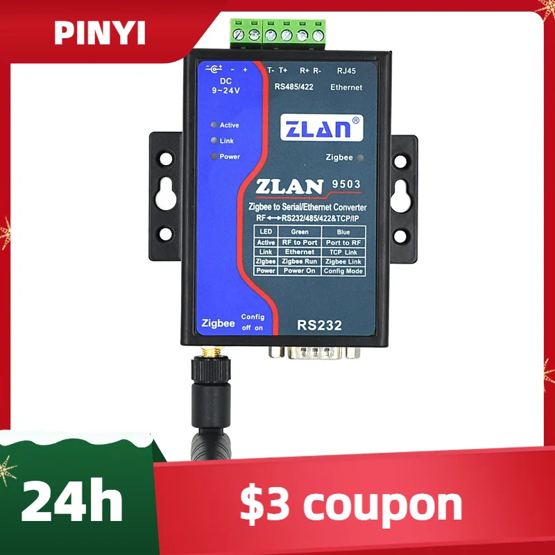 

Последовательный порт RS232 RS485 Беспроводной преобразователь RS422 в Ethernet в Zigbee ZLAN9503
