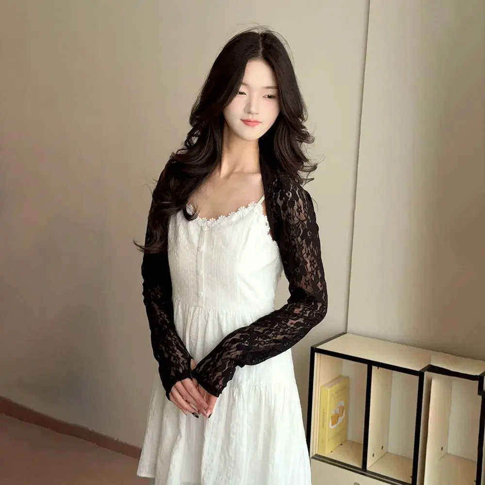 Fashion Lace Mesh Women Sunshade Sleeves Ice Silk Long Sleeve UV Protection Sleeves Hollow Out Thin Sleeves Cover Ups Cycling