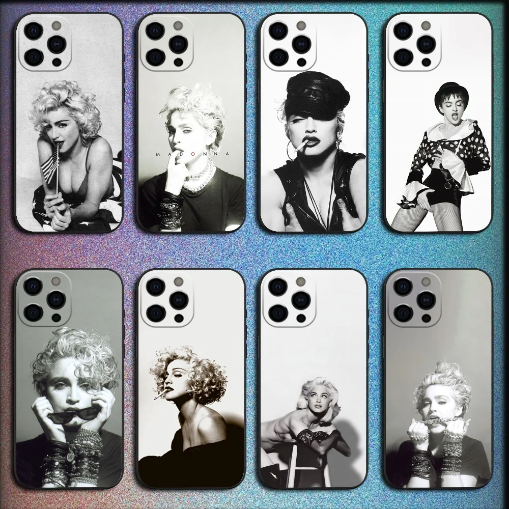 Чехол для телефона Singer M-Madonna для iPhone 16,15,14,13,12,11,Pro,X,XS,Max,XR,Plus,Mini Soft Black Cover