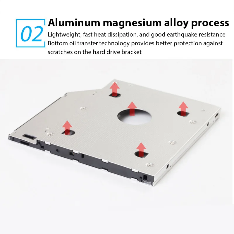 2/1 SZT. Aluminiowa Ramka na Dysk Twardy do Laptopa 9,5 mm Mechaniczny Dysk SATA3 SSD Dysk Półprzewodnikowy Wspornik Montażowy HDD Caddy