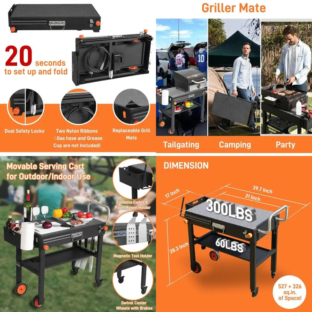 

Прочная складная тележка для гриля для наружного использования, большая подставка для гриля Blackstone с держателем для бумажных полотенец, совместимая с Blackst